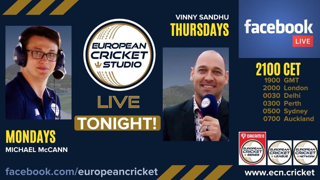 Follow the European Cricket Studio over to FACEBOOK LIVE!