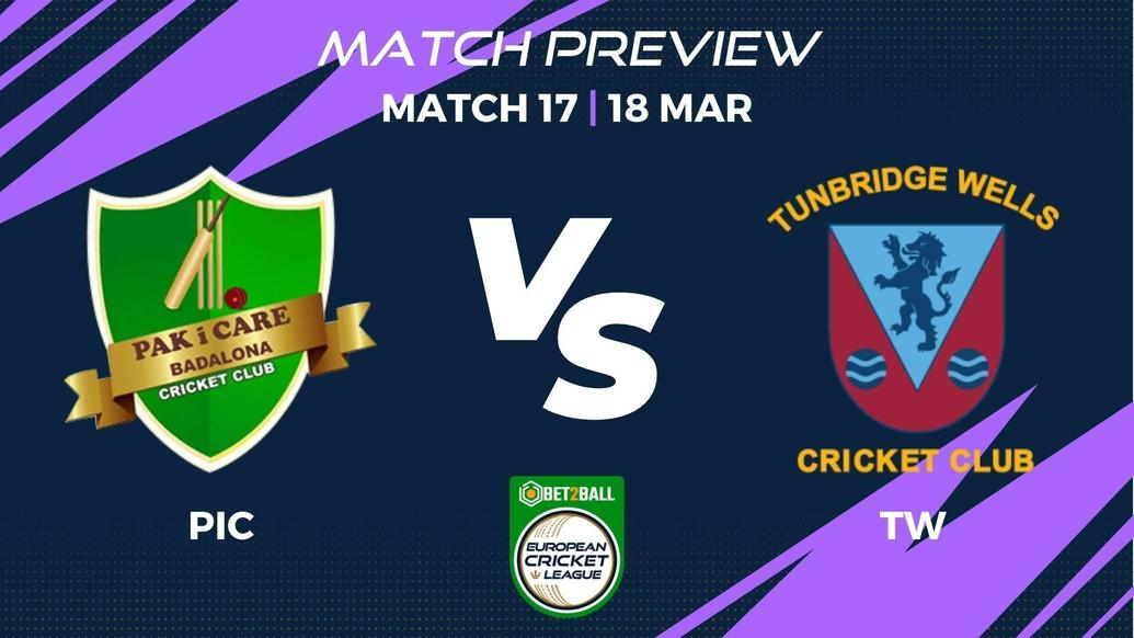 PIC vs TW Preview | Championship Week – Match 17 – Bet2Ball European Cricket League