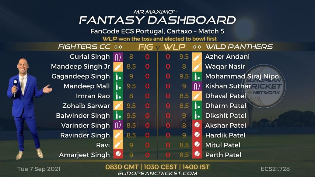 FANTASY Dashboard - Match 5 - FanCode ECS Portugal Cartaxo - T10 CRICKET LIVE