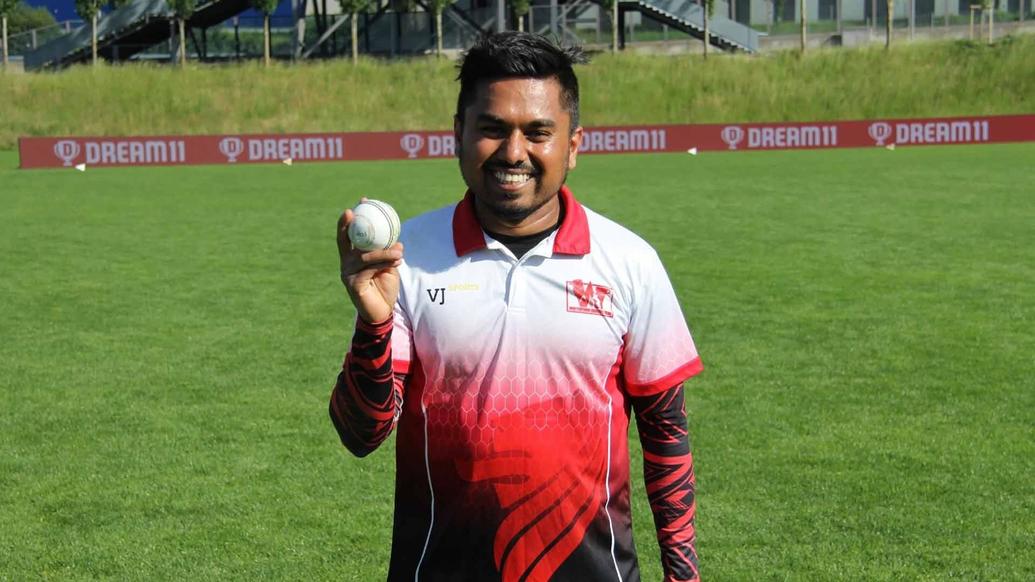 Deesh Banneheka takes five wickets in an over at Dream11 European Cricket Series St Gallen