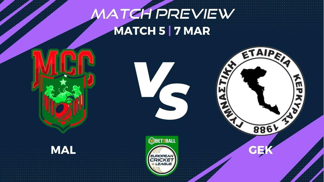MAL vs GEK Preview | Group E – Match 5 – Bet2Ball European Cricket League