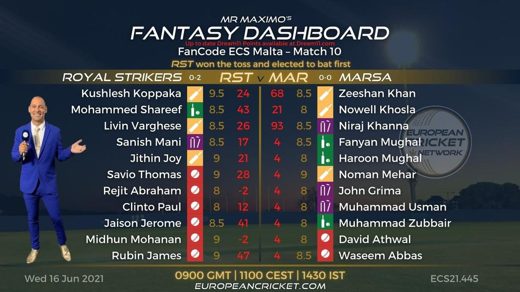 FANTASY Dashboard Match 10 - FanCode ECS Malta