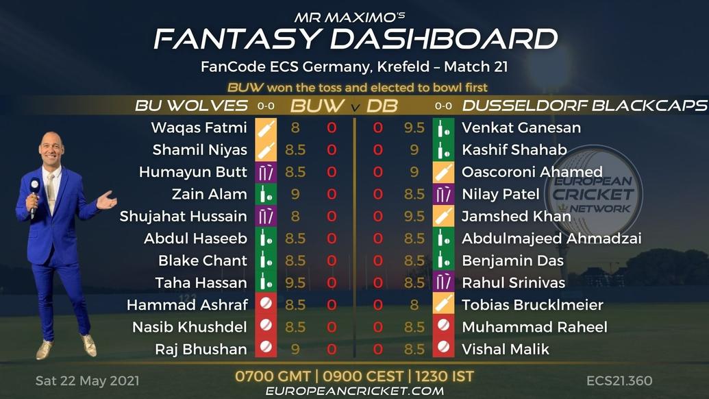 FANTASY Dashboard Match 21 - FanCode ECS Germany Krefeld