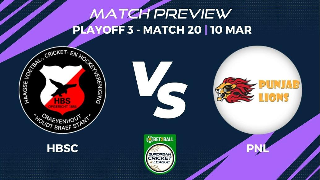 HBSC vs PNL Preview | Group E – Playoff 3, Match 20 – Bet2Ball European Cricket League