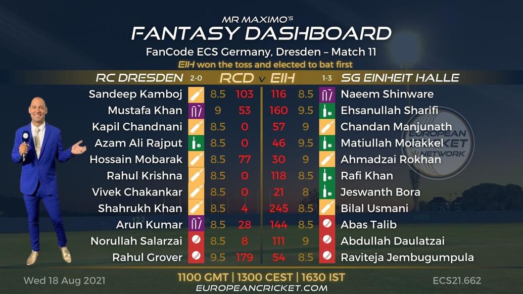 FANTASY Dashboard - Match 11 - FanCode ECS Germany Dresden