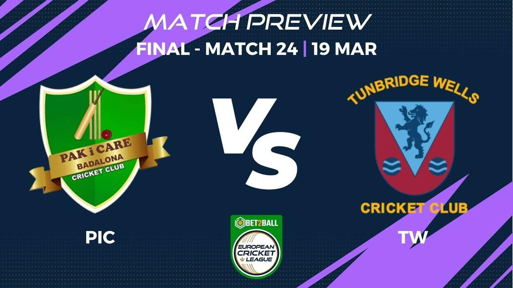 PIC vs TW Preview | Championship Week – Final, Match 24 – Bet2Ball European Cricket League