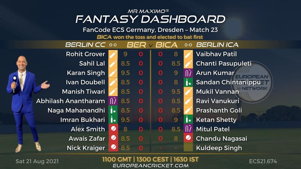 FANTASY Dashboard - Match 23 - FanCode ECS Germany Dresden - T10 CRICKET LIVE