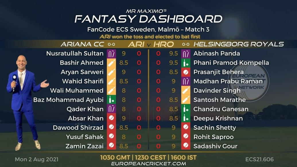 FANTASY Dashboard - Match 3 - FanCode ECS Sweden Malmo