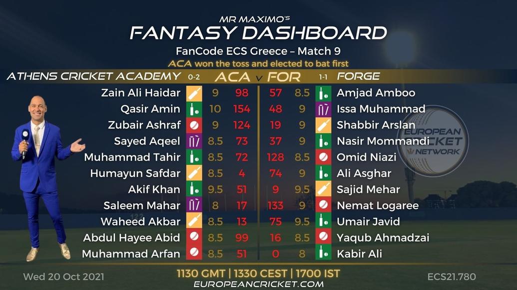 FANTASY Dashboard - Match 9 - FanCode ECS Greece - T10 CRICKET LIVE