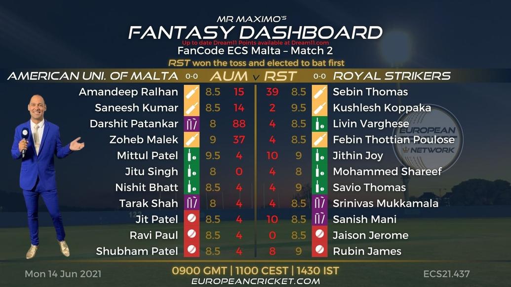 FANTASY Dashboard Match 2 - FanCode ECS Malta