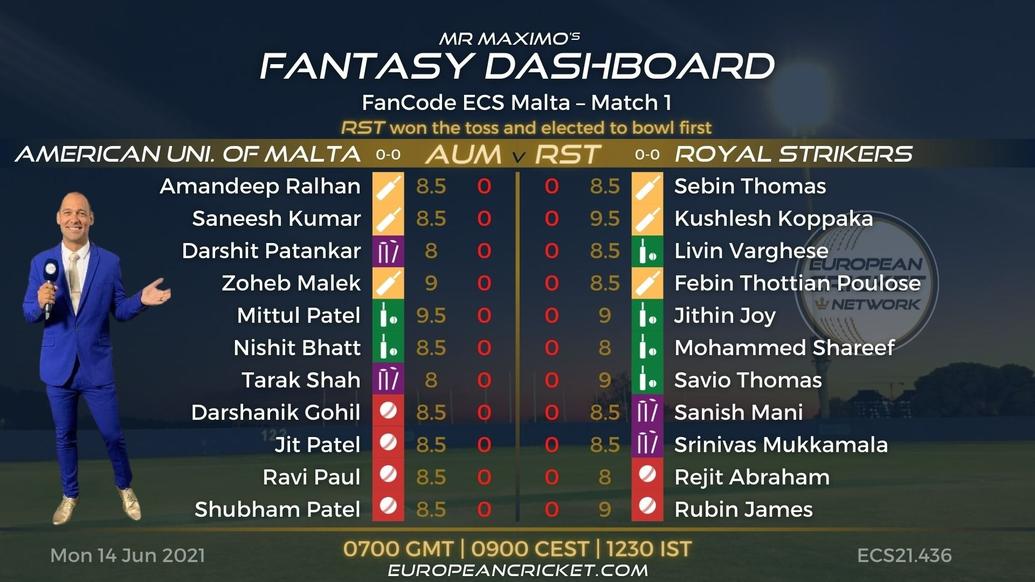 FANTASY Dashboard Match 1 - FanCode ECS Malta