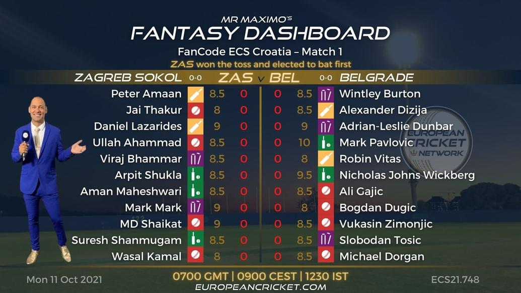 FANTASY Dashboard - Match 1 - FanCode ECS Croatia - T10 CRICKET LIVE