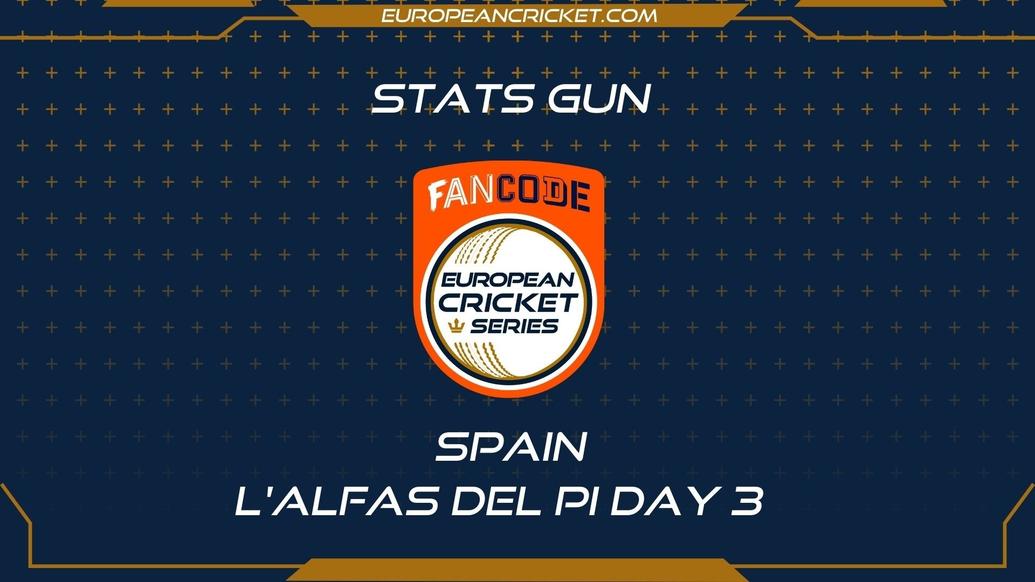 BET2BALL.COM STATS GUN -Day 3- FanCode ECS Spain L'Alfas del Pi- T10 CRICKET LIVE