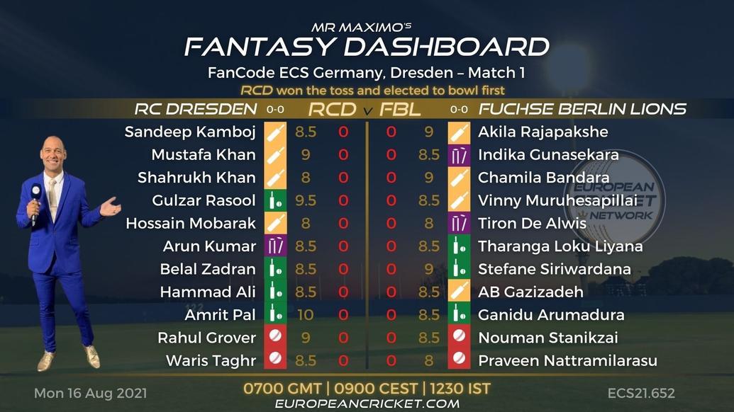 FANTASY Dashboard - Match 1 - FanCode ECS Germany Dresden - T10 CRICKET Live