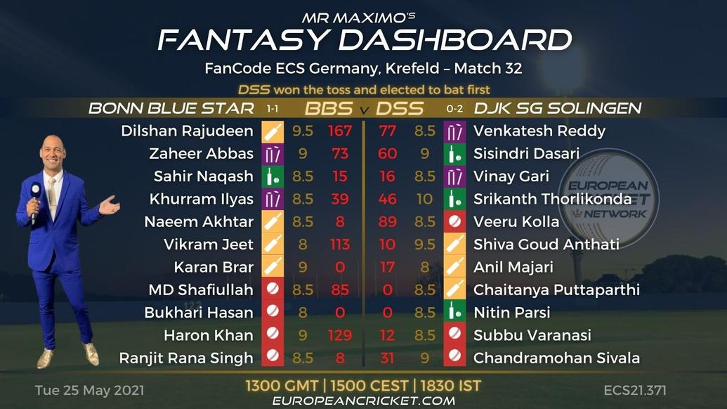 FANTASY Dashboard Match 32 - FanCode ECS Germany Krefeld