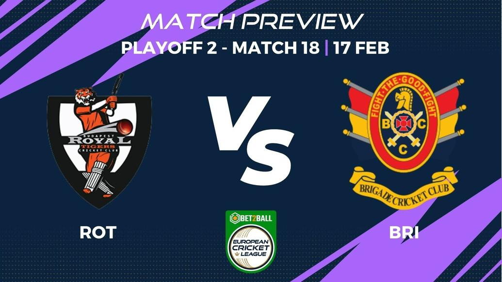 ROT vs BRI Preview | Group B – Playoff 2, Match 18 – Bet2Ball European Cricket League