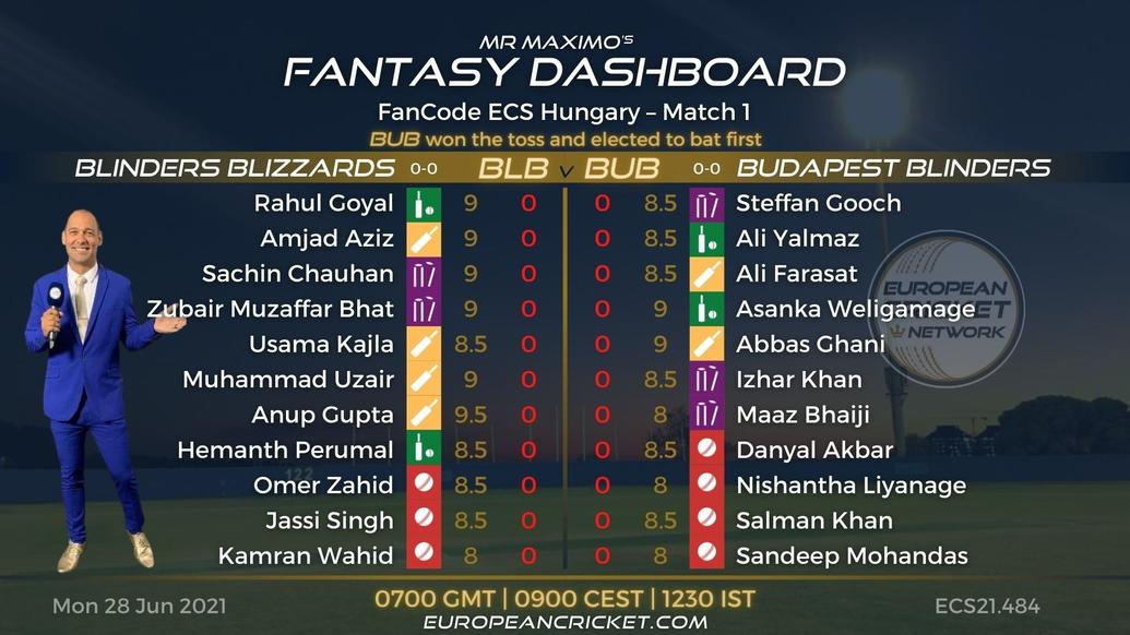 FANTASY Dashboard Match 1 - FanCode ECS Hungary