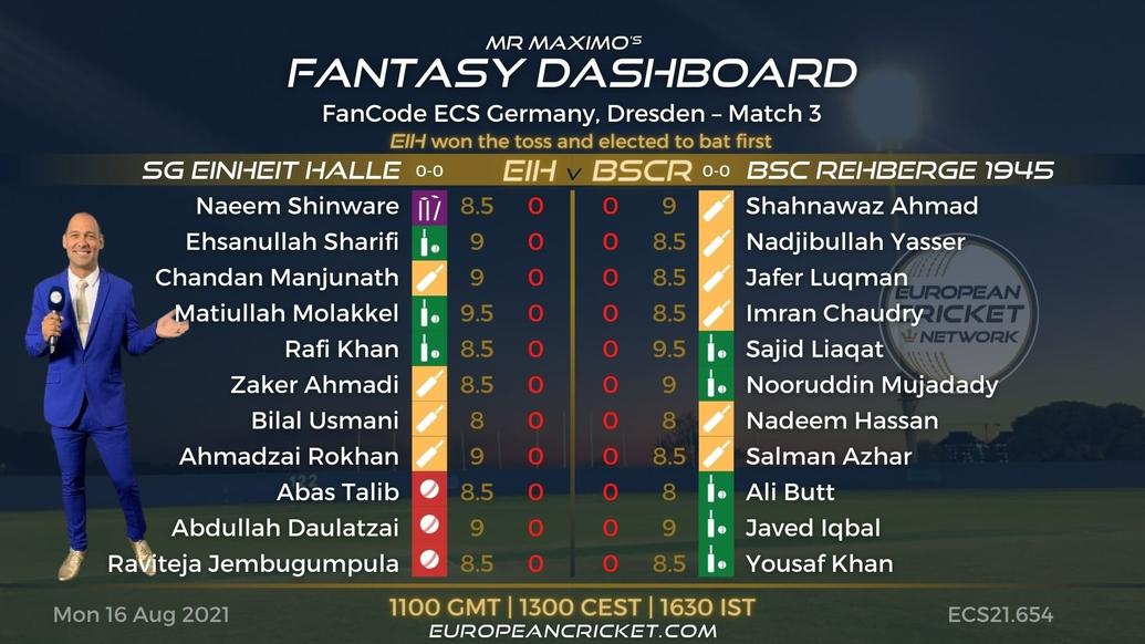 FANTASY Dashboard - Match 3 - FanCode ECS Germany Dresden - T10 CRICKET Live