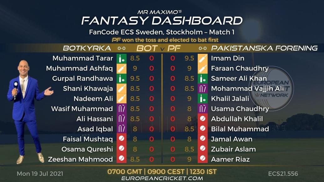 FANTASY Dashboard Match 1 - FanCode ECS Sweden Stockholm