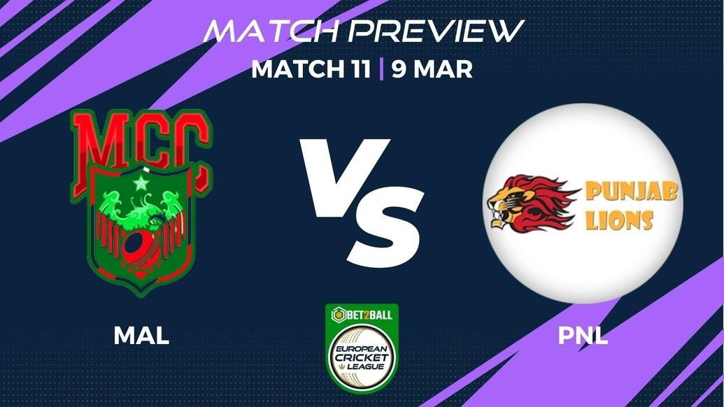 MAL vs PNL Preview | Group E – Match 11 – Bet2Ball European Cricket League